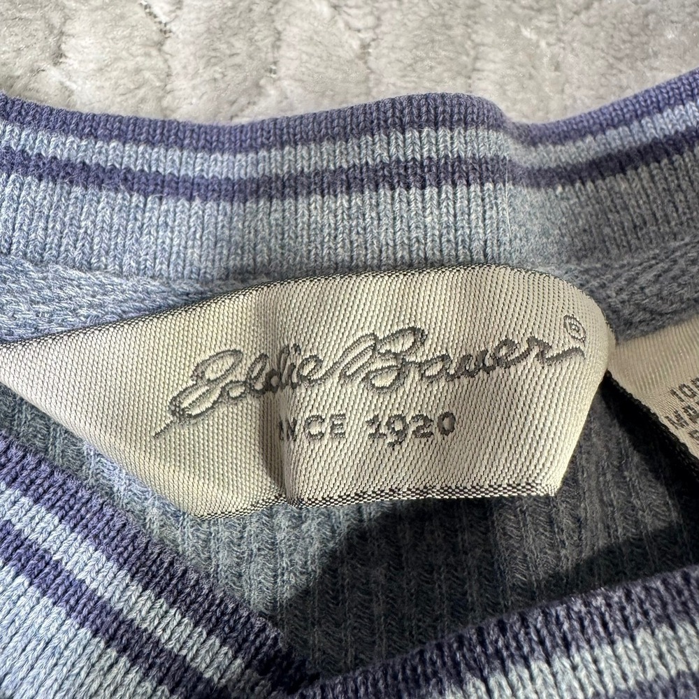 Eddie Bauer Mens XL Blue Waffle Knit V-Neck Short Sleeve Thermal T-Shirt Cotton - Picture 4 of 11